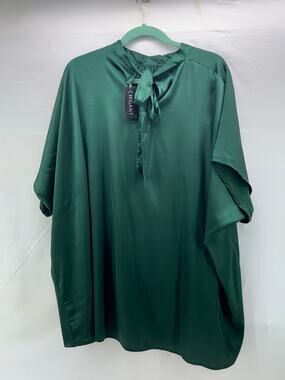 New Chigant XXL shiny green women’s unique office or party blouse.